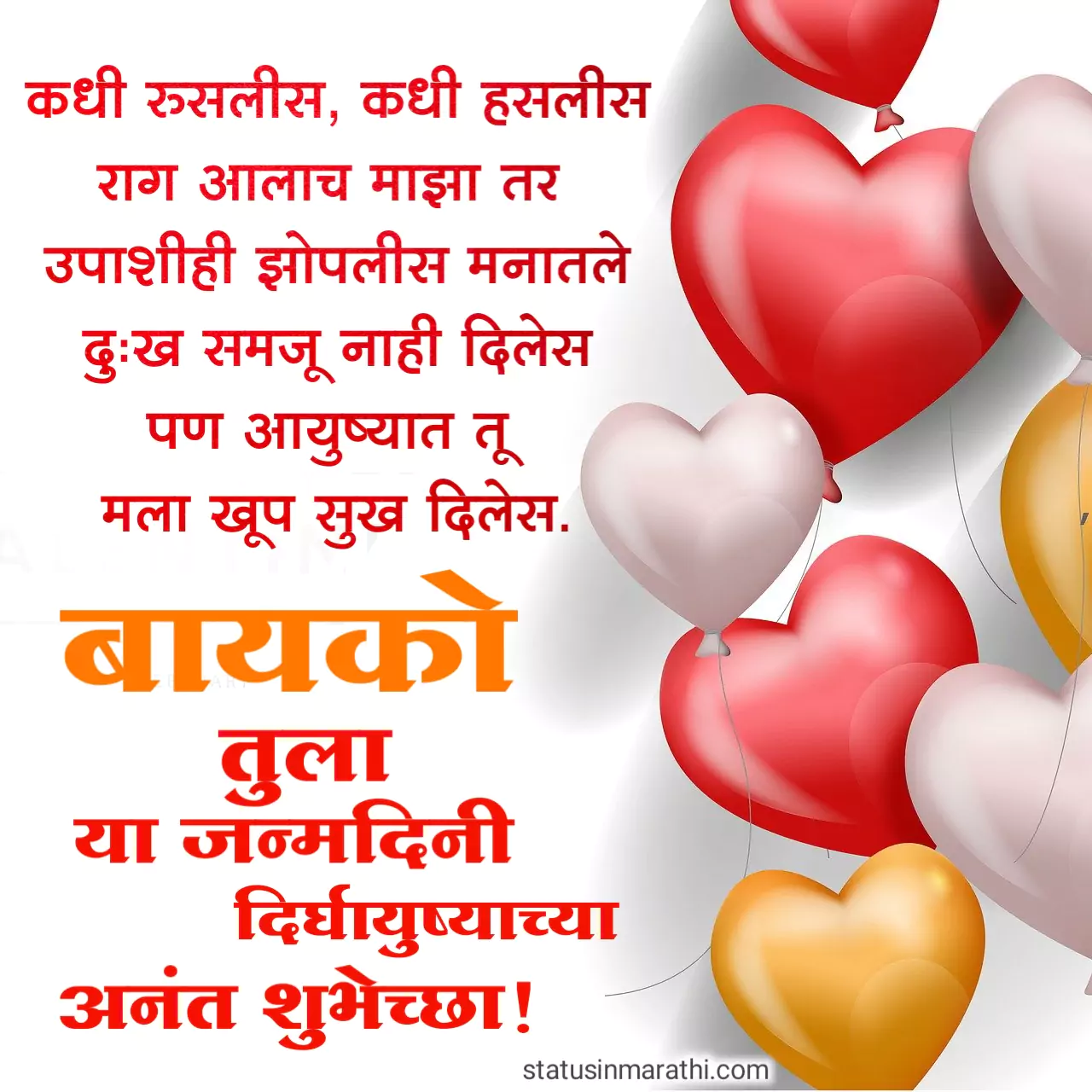 Happy Birthday wishes for wife in marathi